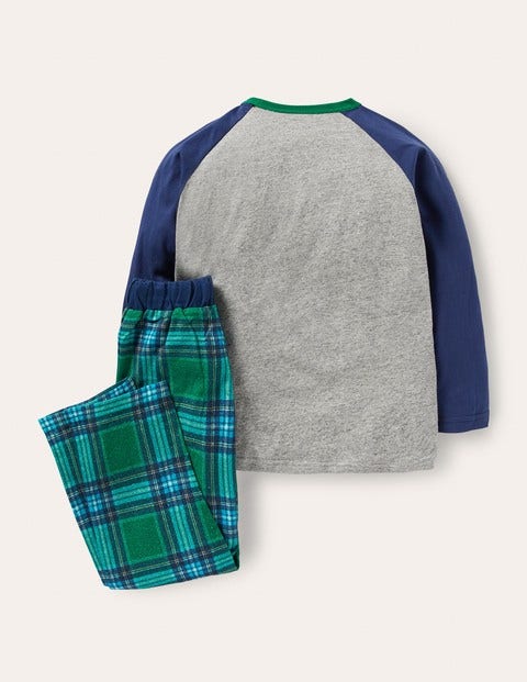Pyjama raglan brossé - Gris chiné/vert forêt Pyjama raglan brossé - Gris chiné/vert forêt