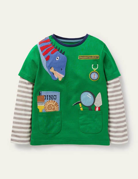 보덴 키즈 티셔츠 Boden Occupational Applique T-shirt - Rosemary Green Paleontologist