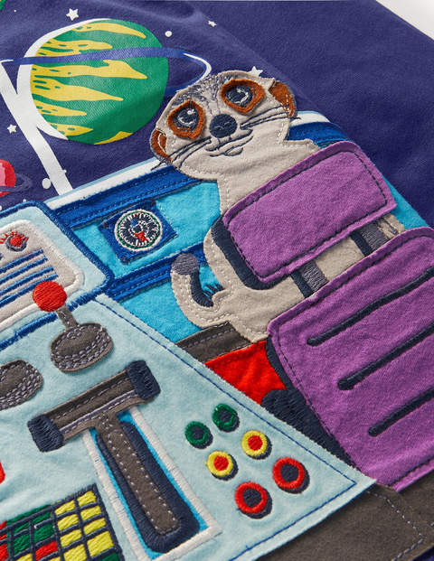 Space Appliqué T-shirt - Starboard Blue Control Centre Space Appliqué T-shirt - Starboard Blue Control Centre