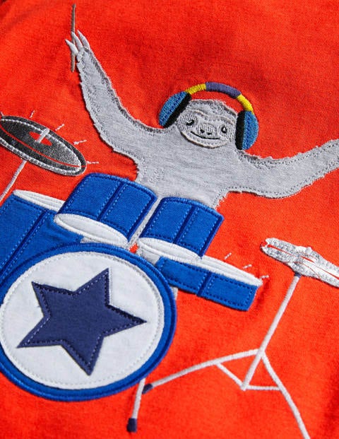 Layered Music Appliqué T-shirt - Rocket Red Sloth Layered Music Appliqué T-shirt - Rocket Red Sloth