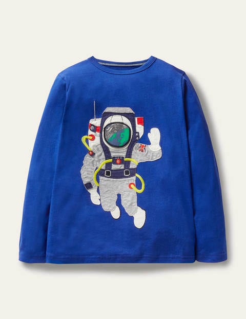 T-shirt spatial avec rabat à soulever - Astronaute bleu brillant