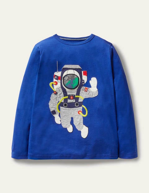 T-shirt spatial avec rabat à soulever - Astronaute bleu brillant T-shirt spatial avec rabat à soulever - Astronaute bleu brillant