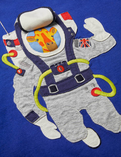 T-shirt spatial avec rabat à soulever - Astronaute bleu brillant T-shirt spatial avec rabat à soulever - Astronaute bleu brillant