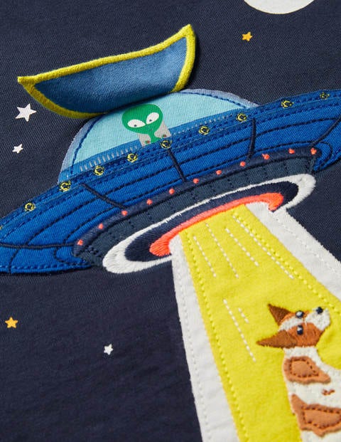 Lift-the-flap Space T-shirt - Stormy Blue UFO Landing Lift-the-flap Space T-shirt - Stormy Blue UFO Landing