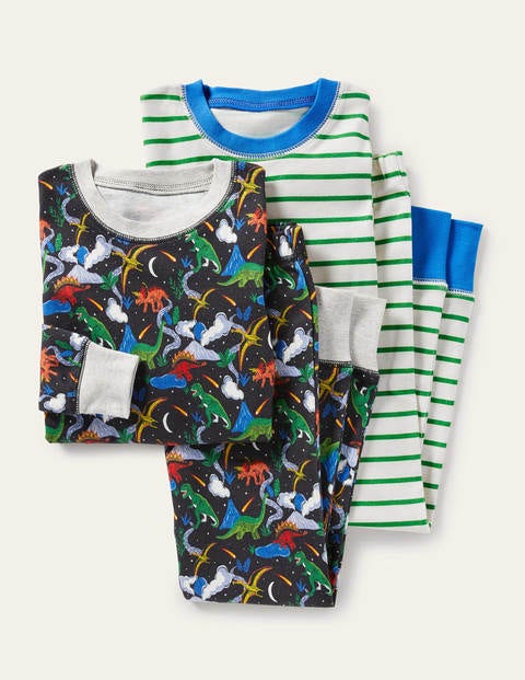 Schlafanzug im 2er-Pack mit anliegender Passform - Schwarzblau, Dinosaurier