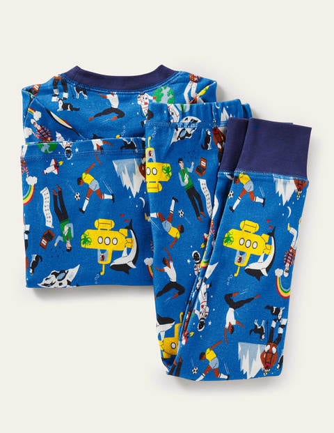 Snug Long John Pyjamas - Moroccan Blue Leaders Snug Long John Pyjamas - Moroccan Blue Leaders