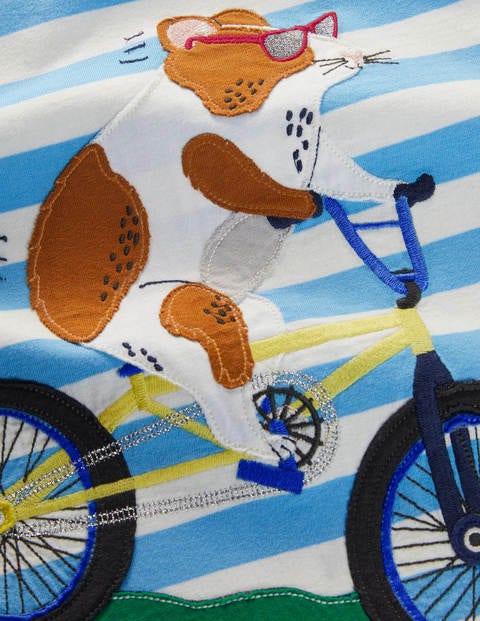 Stripe Animal Appliqué T-shirt - Surfboard Blue/Ivory Guinea Stripe Animal Appliqué T-shirt - Surfboard Blue/Ivory Guinea