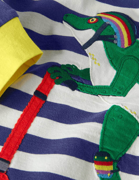 Stripe Animal Appliqué T-shirt - College Navy/Ivory Frog Stripe Animal Appliqué T-shirt - College Navy/Ivory Frog
