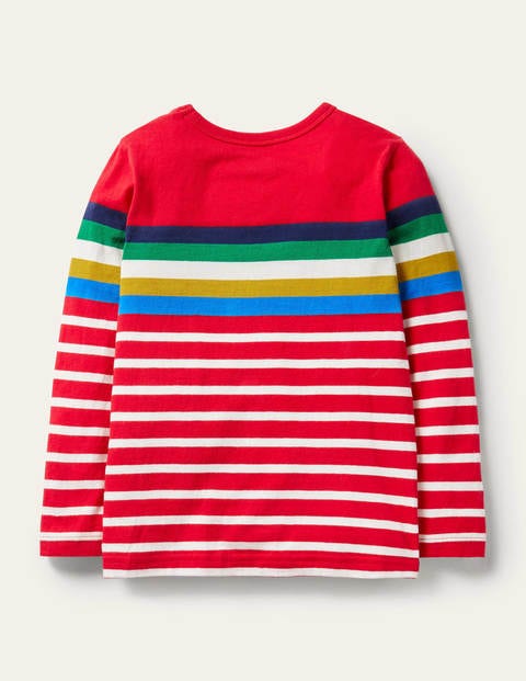 Fröhliches Bretonshirt - Rockabilly-Rot/Naturweiß, Regenbogen Fröhliches Bretonshirt - Rockabilly-Rot/Naturweiß, Regenbogen