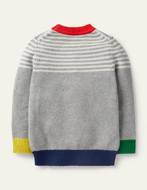 Colourblock Crew Sweater - Grey Marl/Ivory