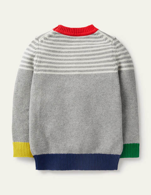 Colourblock Crew Jumper - Grey Marl/Ivory Colourblock Crew Jumper - Grey Marl/Ivory