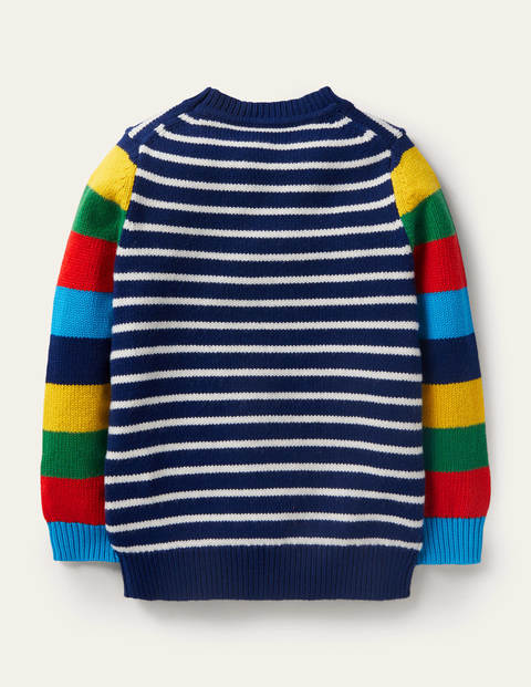 Pullover mit Rundhalsausschnitt und Blockfarben - Schuluniform-Navy/Regenbogen Pullover mit Rundhalsausschnitt und Blockfarben - Schuluniform-Navy/Regenbogen