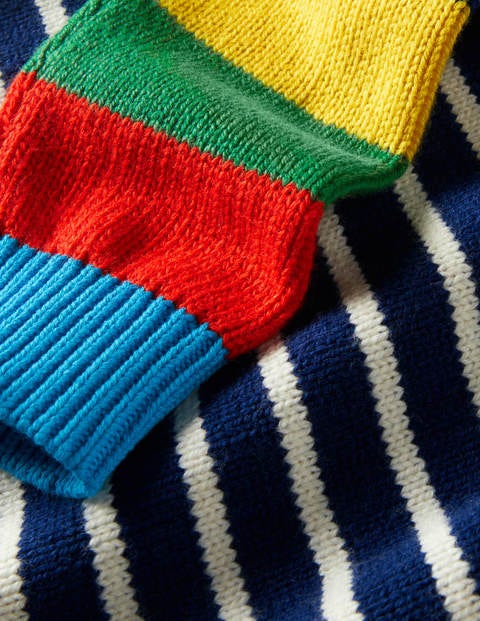 Pullover mit Rundhalsausschnitt und Blockfarben - Schuluniform-Navy/Regenbogen Pullover mit Rundhalsausschnitt und Blockfarben - Schuluniform-Navy/Regenbogen
