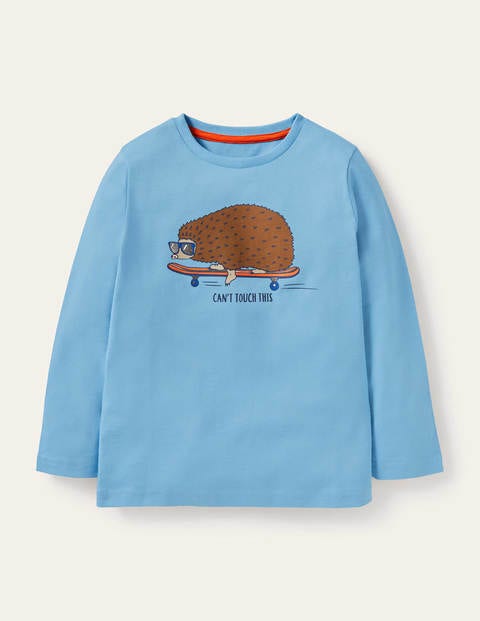 Graphic Animal T-shirt - Surfboard Blue Hedgehog