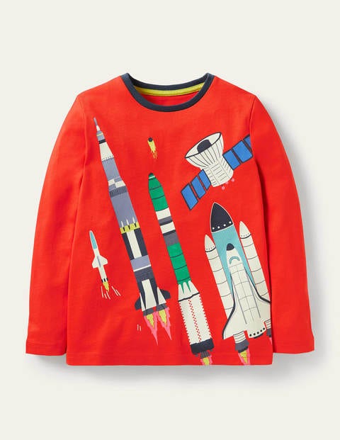 T-shirt à motif fusée lumineux - Navette spatiale rouge fusée T-shirt à motif fusée lumineux - Navette spatiale rouge fusée