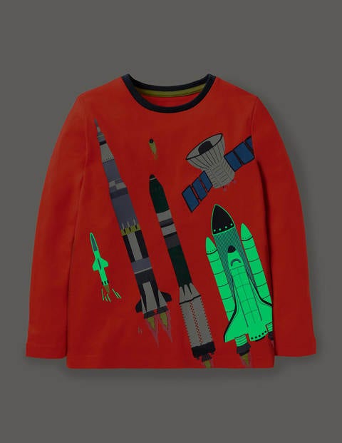 T-shirt à motif fusée lumineux - Navette spatiale rouge fusée T-shirt à motif fusée lumineux - Navette spatiale rouge fusée