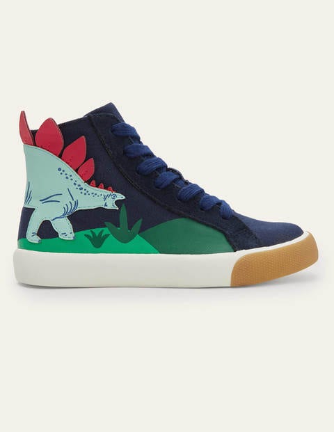 Baskets montantes fantaisie - Dinosaure bleu marine universitaire Baskets montantes fantaisie - Dinosaure bleu marine universitaire