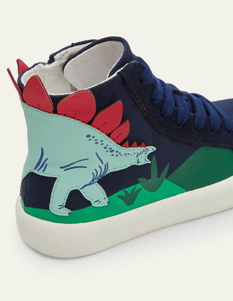 Baskets montantes fantaisie - Dinosaure bleu marine universitaire Baskets montantes fantaisie - Dinosaure bleu marine universitaire
