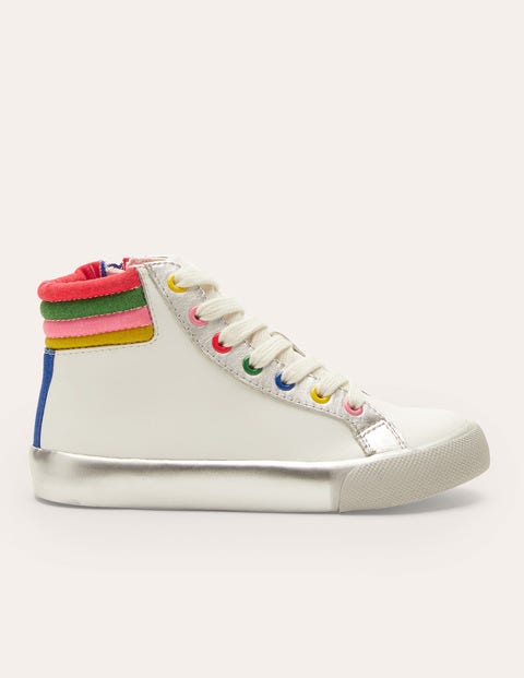 Leather High Top Trainers - White Rainbow Leather High Top Trainers - White Rainbow
