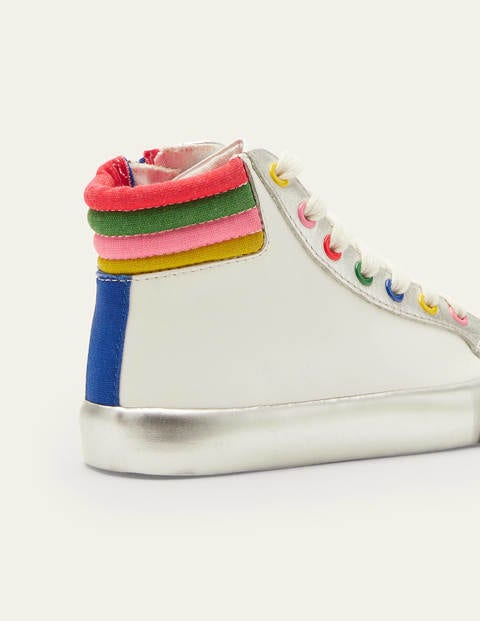 Leather High Top Trainers - White Rainbow Leather High Top Trainers - White Rainbow