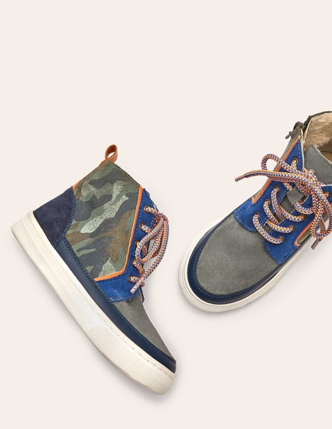 Leather Lace Up Boots - Khaki Camo Leather Lace Up Boots - Khaki Camo