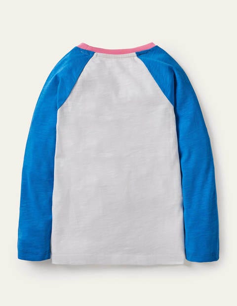 Gestreiftes Raglan-Oberteil aus Flammgarn - Marokkoblau, Mini Me Gestreiftes Raglan-Oberteil aus Flammgarn - Marokkoblau, Mini Me