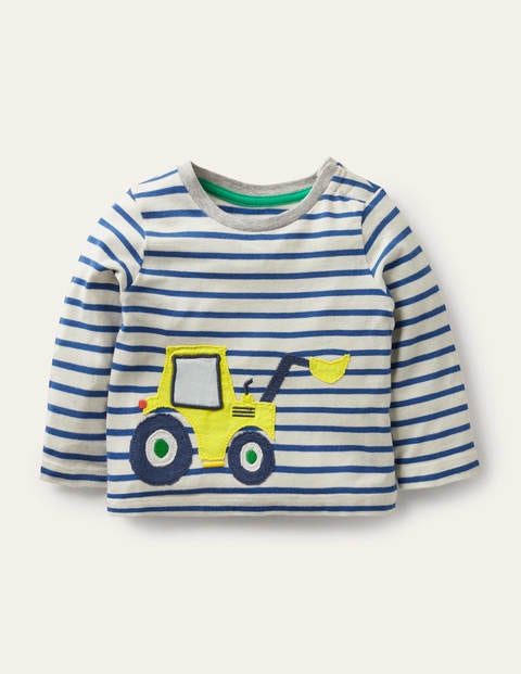 Tractor Appliqué T-shirt - White/Duke Blue Digger