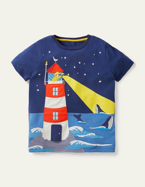 Lift-the-flap Beach T-Shirt - Starboard Blue LIghthouse Lift-the-flap Beach T-Shirt - Starboard Blue LIghthouse