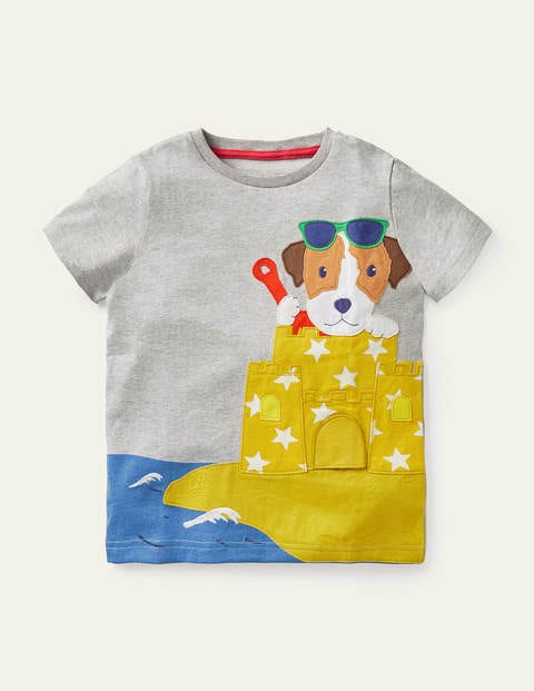 Lift-the-flap Beach T-Shirt - Grey Marl Sprout Sandcastle Lift-the-flap Beach T-Shirt - Grey Marl Sprout Sandcastle