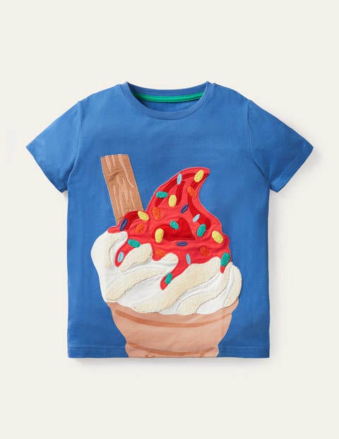 Beach Appliqué T-shirt - Elizabethan Blue Ice Cream