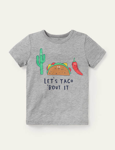 Graphic Pun T-shirt - Grey Marl Lets Taco 'Bout It