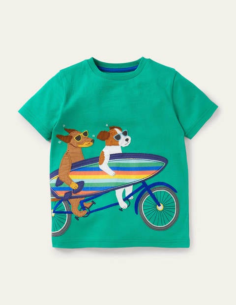 Appliqué Dude T-shirt - Sapling Green Dogs