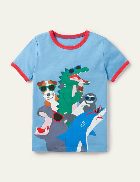 T-Shirt mit Urlaubsgrafik - Surfbrettblau, Tiere T-Shirt mit Urlaubsgrafik - Surfbrettblau, Tiere
