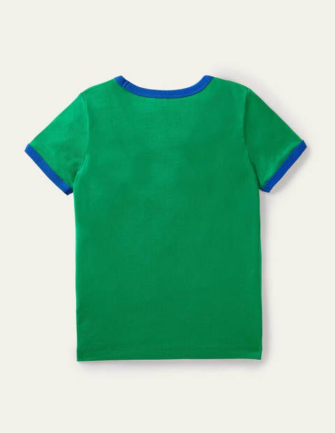 T-shirt à liseré et motif vacances - Girafe vert printemps T-shirt à liseré et motif vacances - Girafe vert printemps