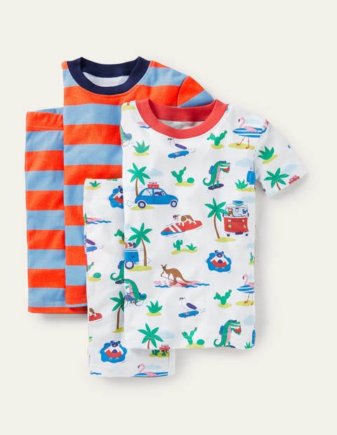Cosy Twin Pack Short Pajamas - Ivory Beach Animals Cosy Twin Pack Short Pajamas - Ivory Beach Animals