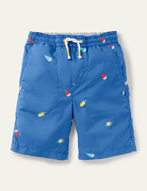 Pull-on Drawstring Shorts - Elizabethan Blue Ice Creams Pull-on Drawstring Shorts - Elizabethan Blue Ice Creams