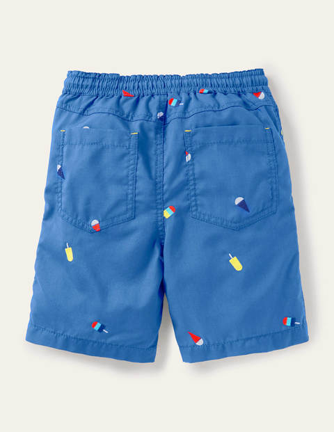 Pull-on Drawstring Shorts - Elizabethan Blue Ice Creams Pull-on Drawstring Shorts - Elizabethan Blue Ice Creams