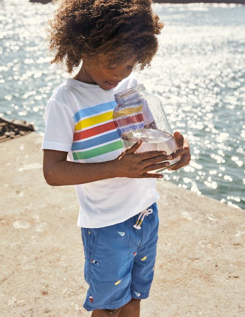 Pull-on Drawstring Shorts - Elizabethan Blue Ice Creams Pull-on Drawstring Shorts - Elizabethan Blue Ice Creams