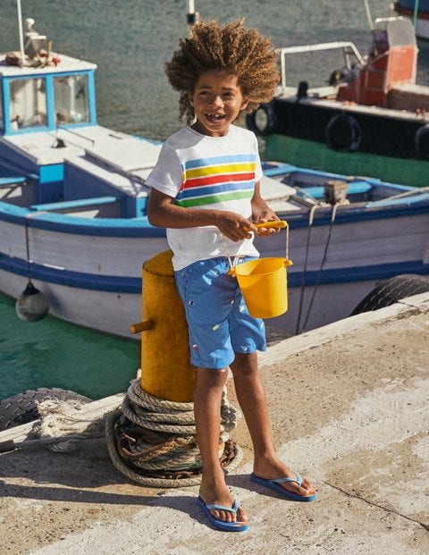 Pull-on Drawstring Shorts - Elizabethan Blue Ice Creams Pull-on Drawstring Shorts - Elizabethan Blue Ice Creams