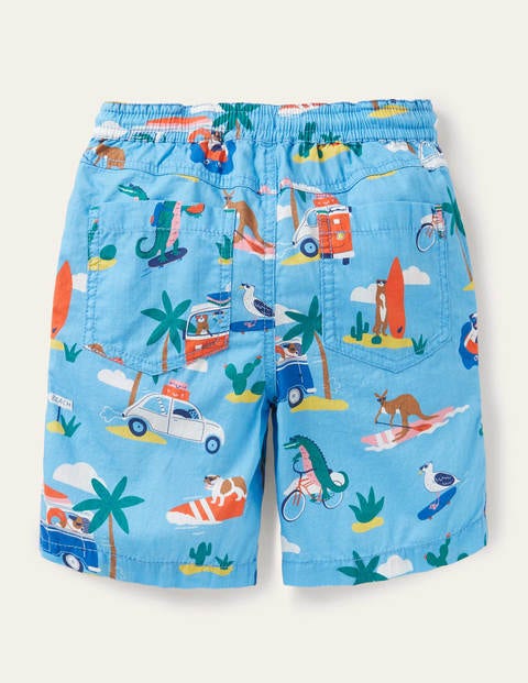 Short à enfiler avec cordon de serrage - Motif transport bleu surf Short à enfiler avec cordon de serrage - Motif transport bleu surf