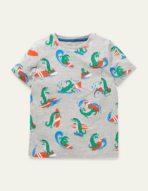 Printed T-shirt - Grey Marl Surfing Crocs Printed T-shirt - Grey Marl Surfing Crocs