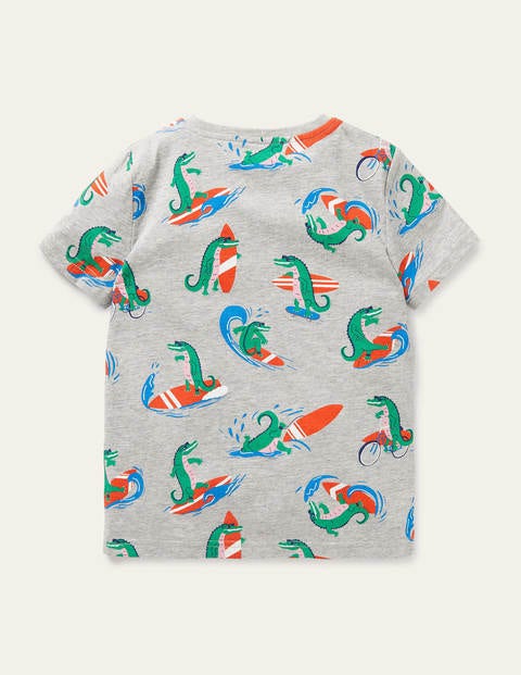 Printed T-shirt - Grey Marl Surfing Crocs Printed T-shirt - Grey Marl Surfing Crocs