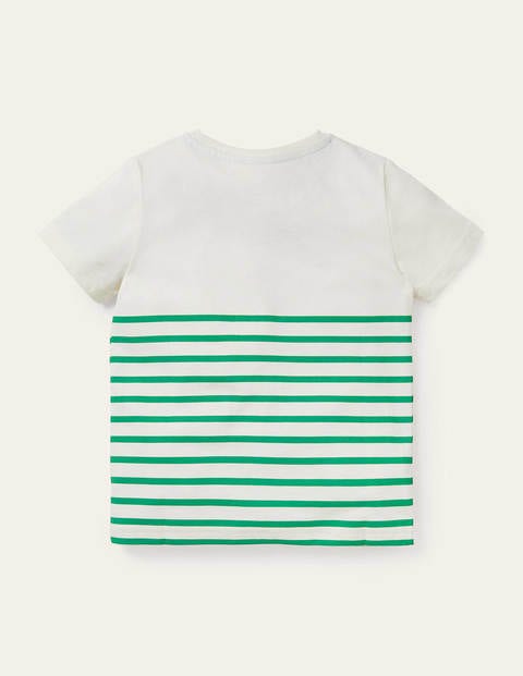 Kurzärmliges Bretonshirt - Leguangrün/Naturweiß, Tiere Kurzärmliges Bretonshirt - Leguangrün/Naturweiß, Tiere