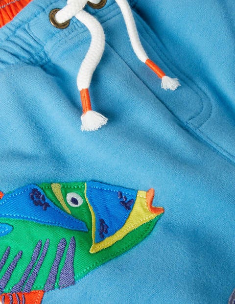 Appliqué Sweatshorts - Aqua Blue Fishes Appliqué Sweatshorts - Aqua Blue Fishes