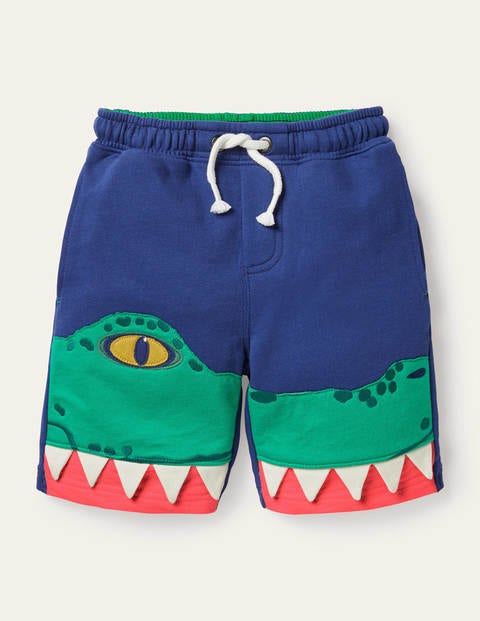 Appliqué Sweatshorts - Brilliant Blue Crocodile Appliqué Sweatshorts - Brilliant Blue Crocodile