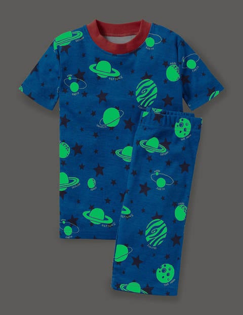 Glow-in-the-dark Short Johns - Bold Blue Glow Planets Glow-in-the-dark Short Johns - Bold Blue Glow Planets