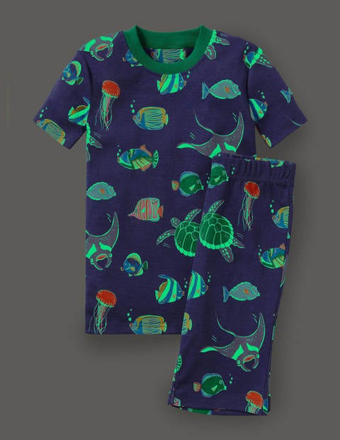 Glow-in-the-dark Short Johns - College Navy Under-the-sea Glow-in-the-dark Short Johns - College Navy Under-the-sea