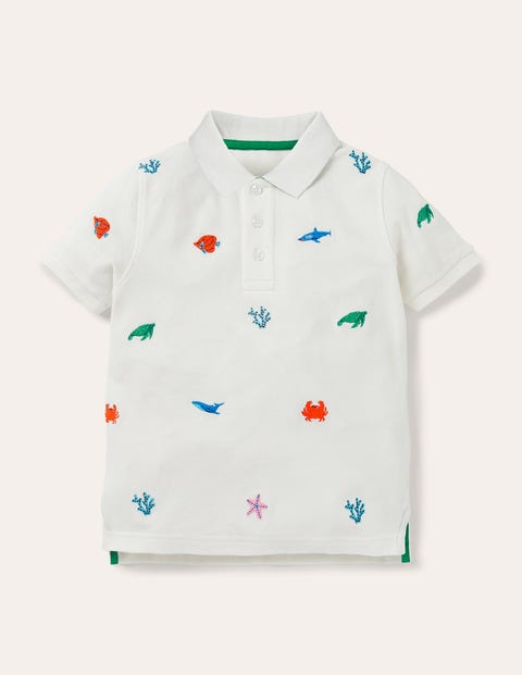 Piqué Polo Shirt - White Sea Creatures Piqué Polo Shirt - White Sea Creatures
