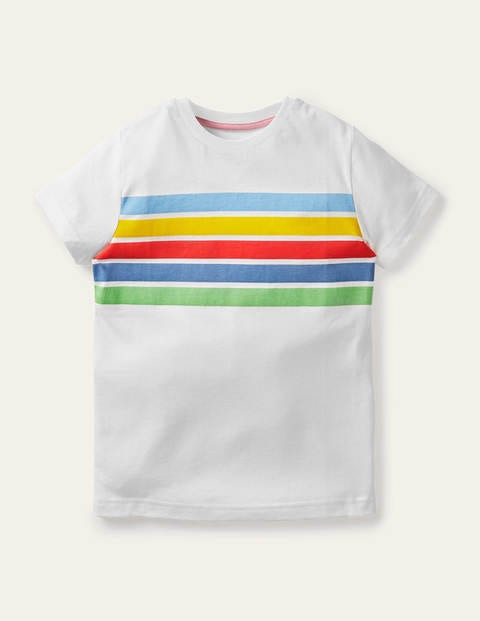 Slub Washed T-shirt - White Rainbow Stripe Slub Washed T-shirt - White Rainbow Stripe