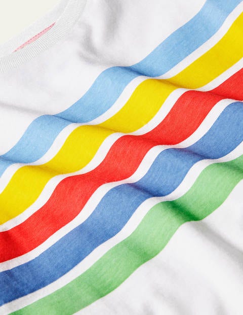 Slub Washed T-shirt - White Rainbow Stripe Slub Washed T-shirt - White Rainbow Stripe